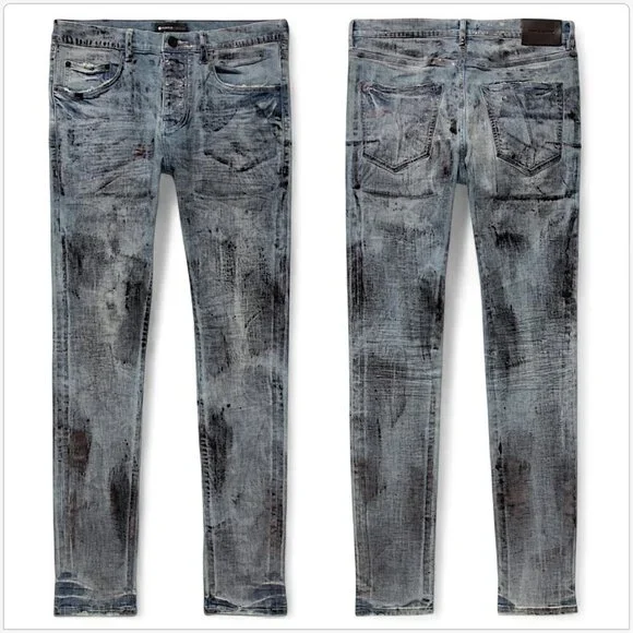 Purple Brand Indigo X-Ray Jeans with Black Foil Low Rise Skinny NWT New 34 - Picture 2 of 8